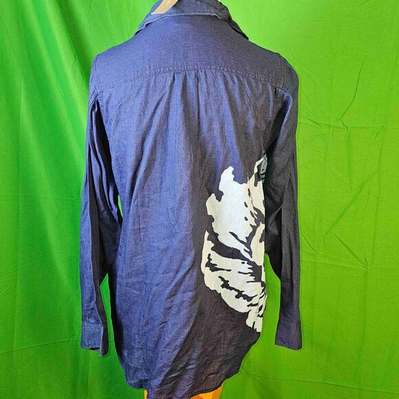 NWT J Crew‎ Womens Navy Blue Floral Long Sleeve Button Down Shirt 8 - Picture 2 of 5